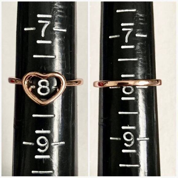 Size 8 Rose Gold Tone Hollow Heart Ring - Picture 8 of 9